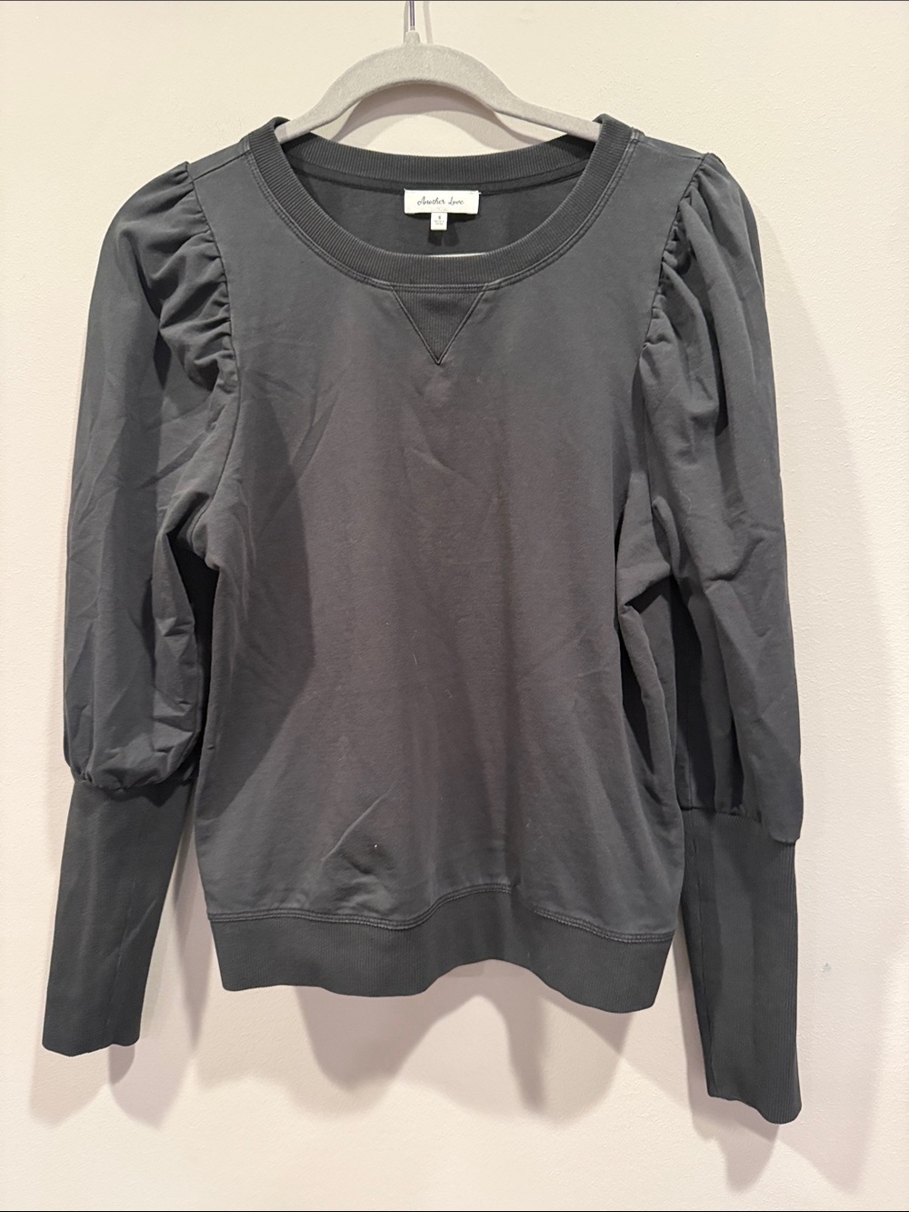Another Love Black  Puff-Sleeve Sweatshirt- Small